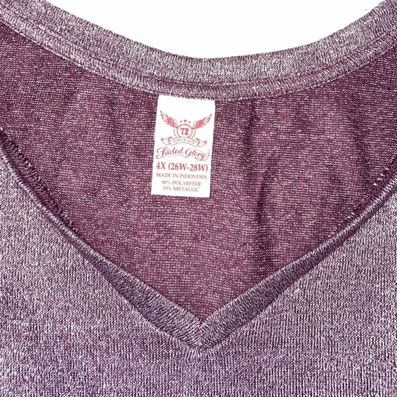 Purple Glitter Long Sleeve Plus Size Blouse - Picture 6 of 6